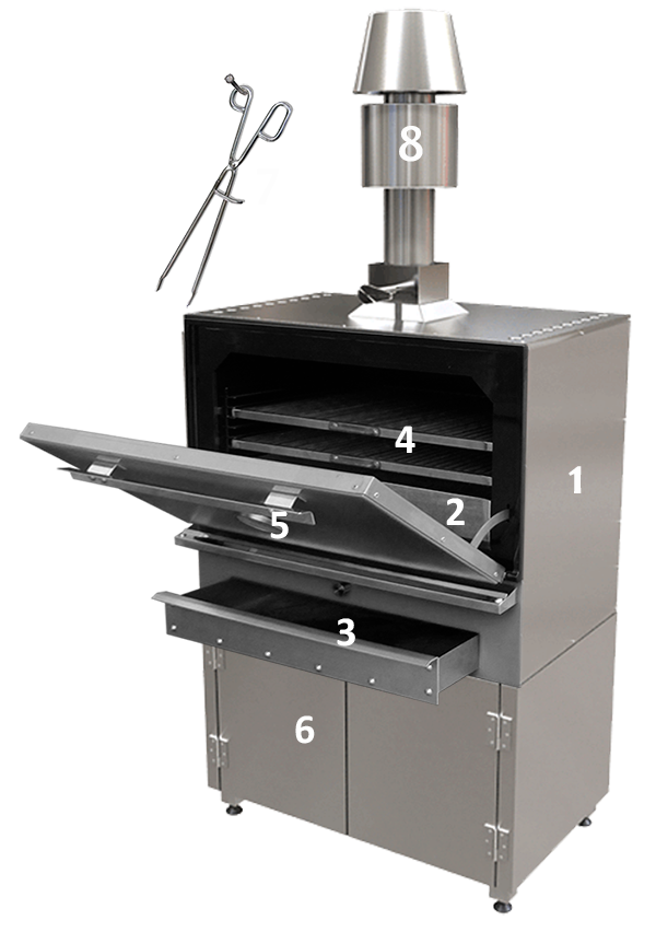 Kompleti i pajisjeve të furrës së grilës HOSPER X25s me qëndrim